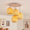 Basto ceiling light with 4 woven-look globe shades, boho ceiling lamp