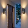 Kingstown outdoor wall light with motion sensor, GU10 front door light set of 2