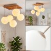 Gastor globe ceiling light, 5-light ceiling fixture with slatted canopy, E14