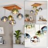 Gastor 5-light globe ceiling light with slatted ceiling plate, E14, Ø 39 cm