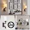 Turil LED wall reading light set of 2, couch wall lamp with white fabric shade