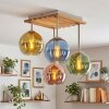 Koyoto 4-light globe ceiling light with slatted square canopy, E14 sockets