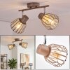 Keldor ceiling spotlight with cage shades, 2-light adjustable retro spot bar
