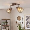 Keldor ceiling spotlight with cage shades, 2-light adjustable retro spot bar