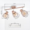 Keldor retro 3-light ceiling spotlight with adjustable cage-style shades, E27