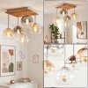 Koyoto 5-light ceiling light with globe shades, slatted canopy, E14, modern boho