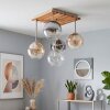 Koyoto 5-light ceiling light with globe shades, slatted canopy, E14, modern boho