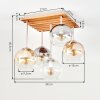 Koyoto 5-light ceiling light with globe shades, slatted canopy, E14, modern boho