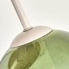 Globe ceiling light Gastor, 4 glass shades in coppery, clear, green and smoke-coloured
