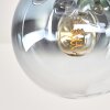 Globe ceiling light Gastor, 4 glass shades in coppery, clear, green and smoke-coloured