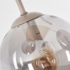 Modern globe light Gastor with 4 smoke-coloured glass shades and slatted wood canopy