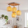 Basto 4-light boho rattan ceiling light with woven globe shades and wood slat canopy
