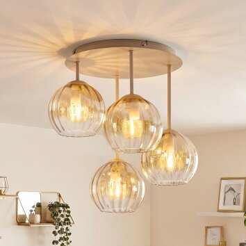 Koyoto 4-light globe ceiling light, round 38 cm, for living room and dining room