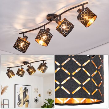 Tallaboa 4-light ceiling light, adjustable spot heads with lattice shades