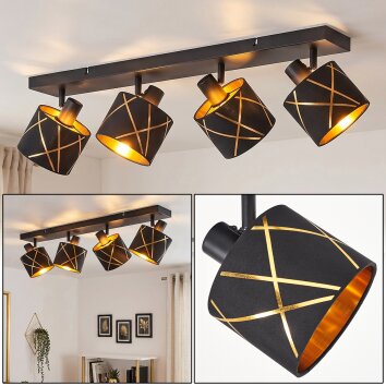 Opatija adjustable ceiling spotlight, 4-light track bar with geometric patterned shades