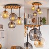 Boho Style Globe light Koyoto with four clustered amber and smoke-coloured glass shades
