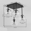 Koyoto glass globe ceiling light, 4-light ribbed glass shade for living room