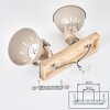 Sand-coloured Scandinavian Wooden Ceiling Spotlight Orny, 2-light, rotatable heads