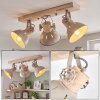 Boho 3-Light Ceiling Spotlight Orny with Rectangular Wooden Beam and Rotating Heads