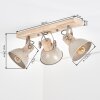 Boho 3-Light Ceiling Spotlight Orny with Rectangular Wooden Beam and Rotating Heads