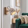 Wall Light Herford with Ecru Wooden Wall Mount and Adjustable Head for Reading Nook