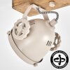 Boho-style wooden bar ceiling spotlight Herford with rotatable ecru heads