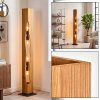 Scandinavian floor lamp Sernadelo, Ecru fir-wood column with wavy cutout, four E27 sockets