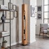 Scandinavian floor lamp Sernadelo, Ecru fir-wood column with wavy cutout, four E27 sockets
