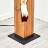 Scandinavian floor lamp Sernadelo, Ecru fir-wood column with wavy cutout, four E27 sockets