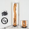 Boho floor lamp Sernadelo with sculptural Ecru wooden column and wave-shaped openings