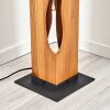 Boho floor lamp Sernadelo with sculptural Ecru wooden column and wave-shaped openings
