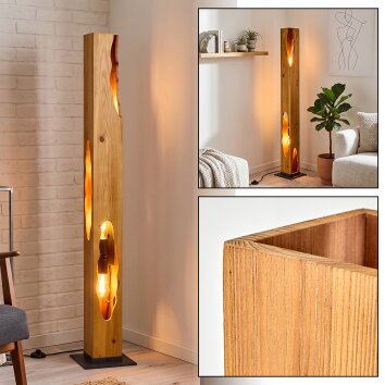 Rectangular Floor Lamp Sernadelo with Wavy Cut-outs, Ecru body, Four E27 Sockets