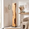 Wood floor lamp Sernadelo with live-edge column and light cut-outs, Boho-style in Ecru