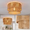 Boho Style Ceiling Light Tamir, Brown fixture with Two-Tier Ecru Rope Shade, E27 Socket