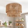 Boho Style Ceiling Light Tamir, Brown fixture with Two-Tier Ecru Rope Shade, E27 Socket