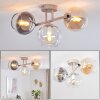 Modern cluster ceiling light Koyoto with three smoke, amber and clear glass shades