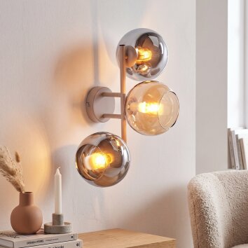 Modern Wall Light Koyoto, 3 clustered round shades, bedside reading