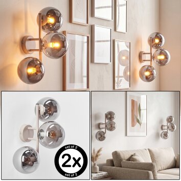 Retro Globe wall light Gastor with three vertically arranged shades, 2-piece set