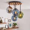 Modern cluster ceiling light Gastor with blue, green, chrome, smoke-coloured glass shades