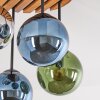 Modern cluster ceiling light Gastor with blue, green, chrome, smoke-coloured glass shades