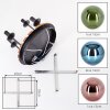 Cluster ceiling light Gastor with wood slats and blue, green and coppery glass shades