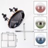 Cluster ceiling light Gastor, wooden slat canopy and colourful glass spheres