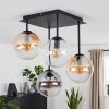 Modern cluster ceiling light Gastor with four round smoke, amber and clear glass shades