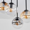 Modern cluster ceiling light Gastor with four round smoke, amber and clear glass shades