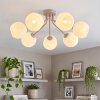 Cluster ceiling light Ripoll in sand-coloured metal with seven white glass shades