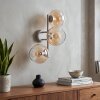 Modern Wall Light Koyoto with a vertical cluster of three amber and clear glass shades