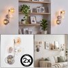 3-light wall lamp Koyoto, 2-piece set, with vertical glass shades in smoke, amber and clear
