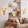 3-light wall lamp Koyoto, 2-piece set, with vertical glass shades in smoke, amber and clear