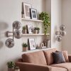Globe wall light Gastor, 2-piece set with 3 clustered smoke-coloured and clear glass shades