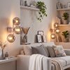 Globe wall light Gastor, 2-piece set with 3 clustered smoke-coloured and clear glass shades